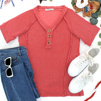 IN STOCK Juliette Button Top - Red FINAL SALE