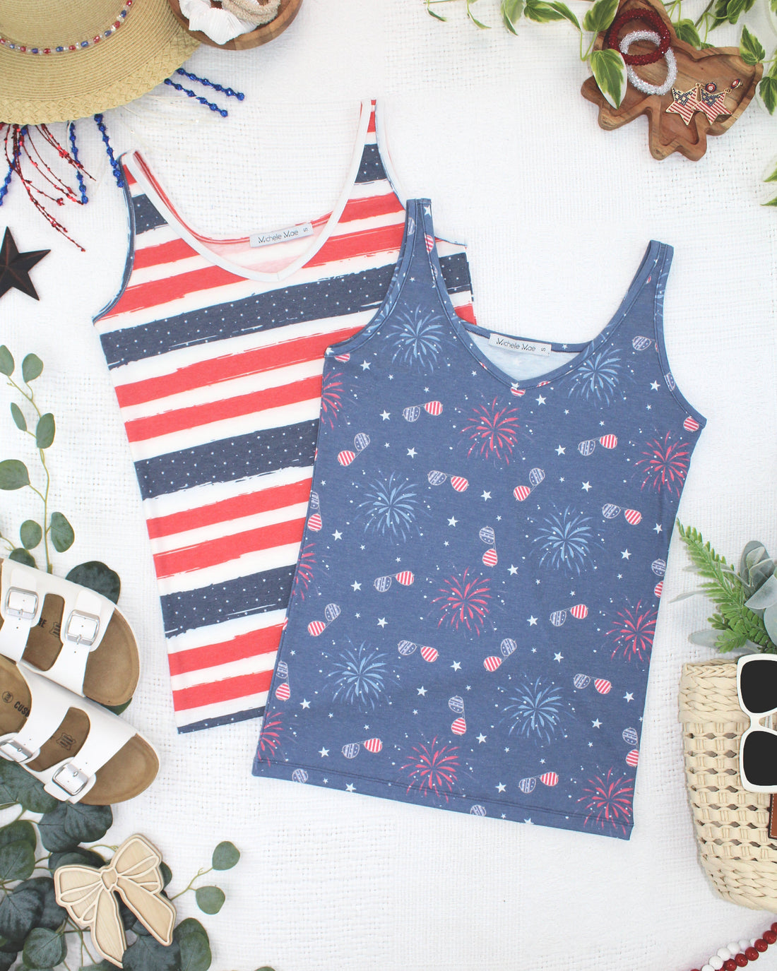 IN STOCK Kennedy Tank - Striped Red, White, and Micro Blue Stars FINAL SALE