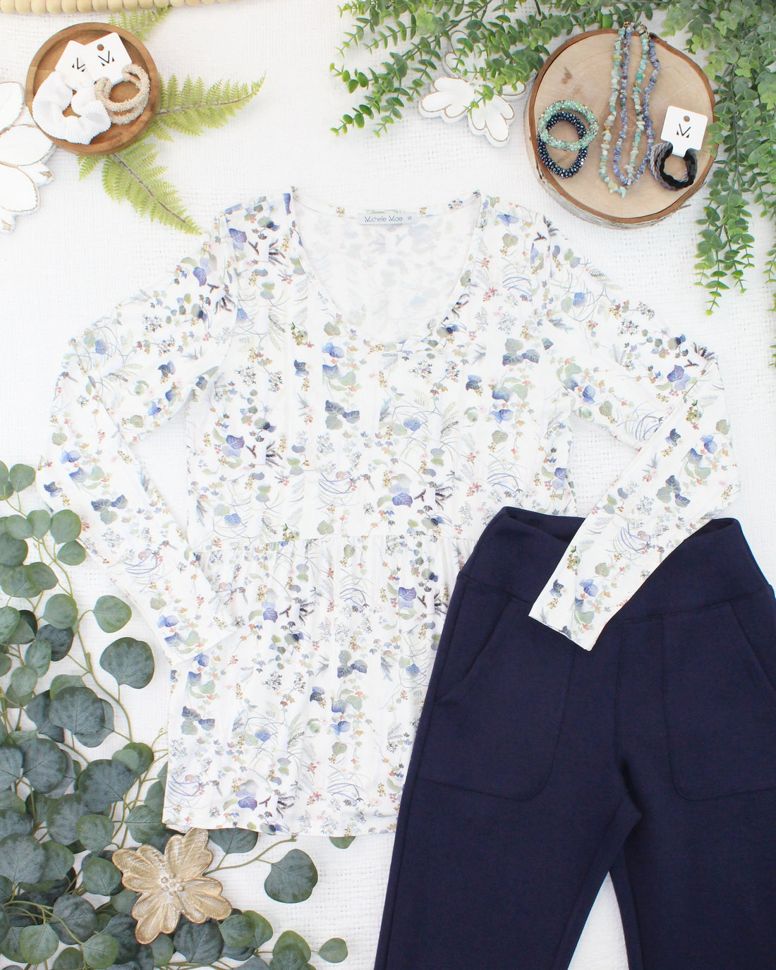 IN STOCK Long Sleeve Sarah Ruffle Top - Olive Meadow