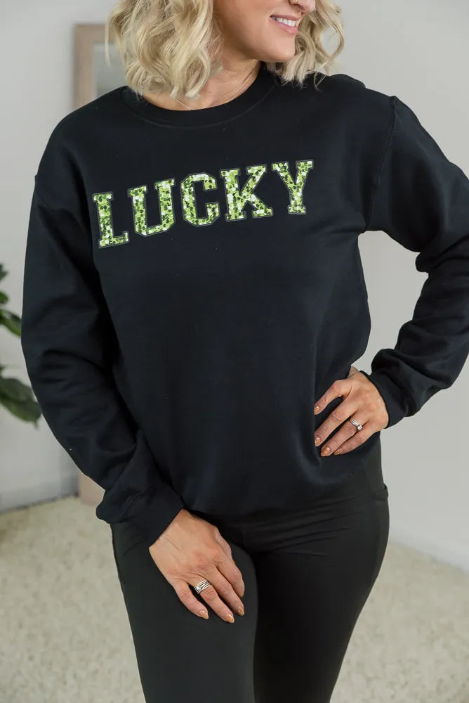 Lucky Faux Sequins Crewneck