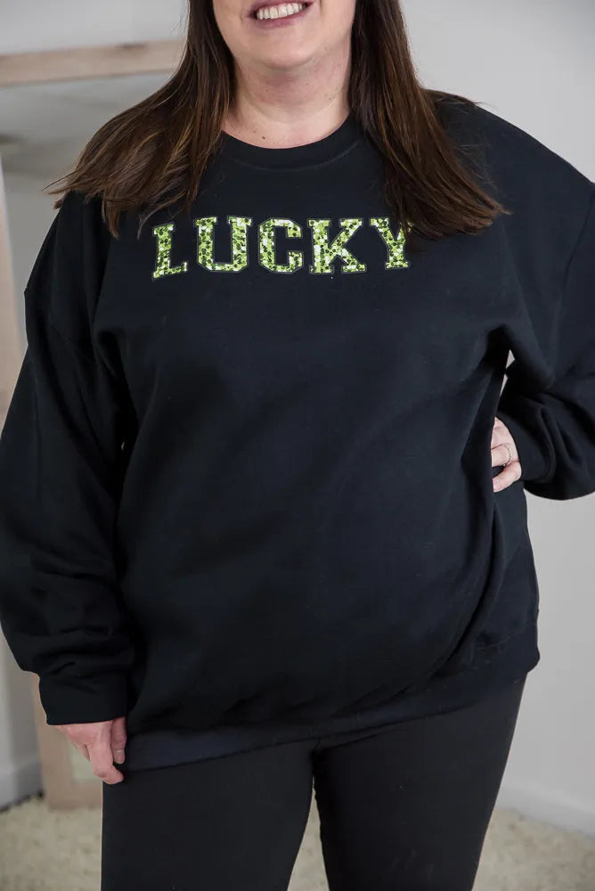 Lucky Faux Sequins Crewneck