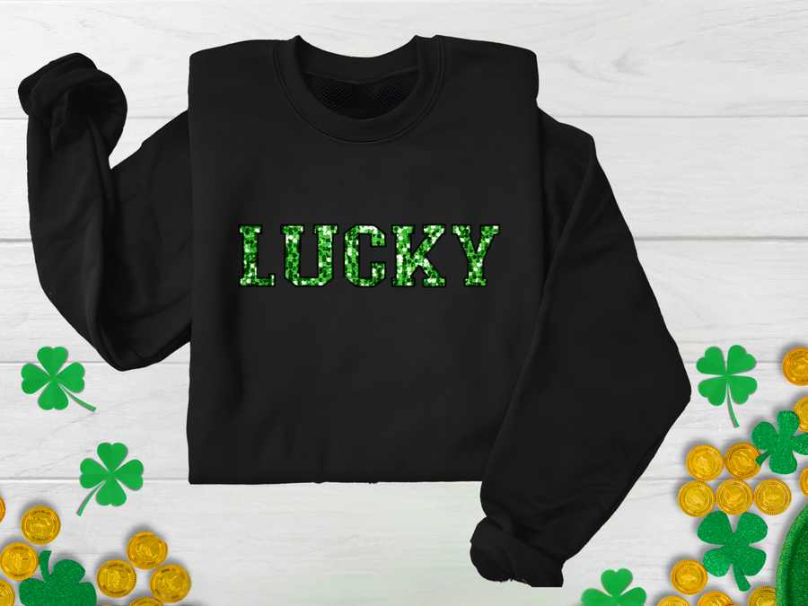 Lucky Faux Sequins Crewneck