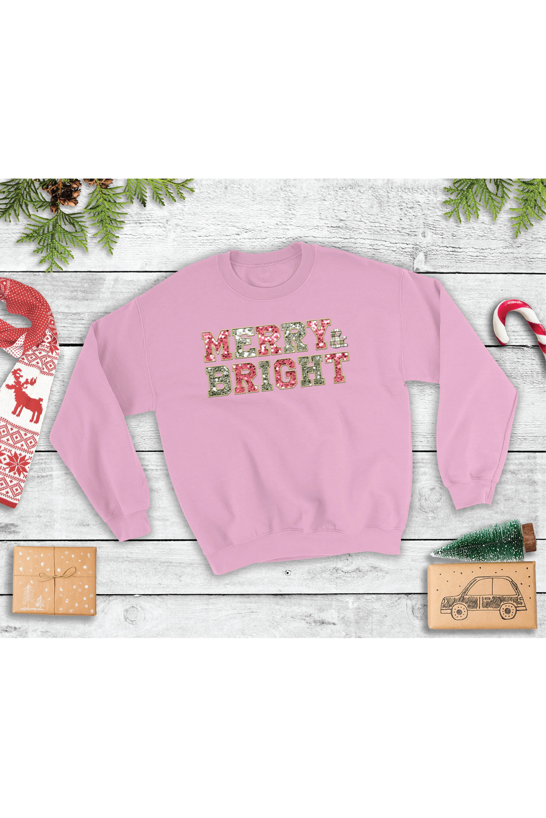 Merry & Bright Faux Sequins Crewneck