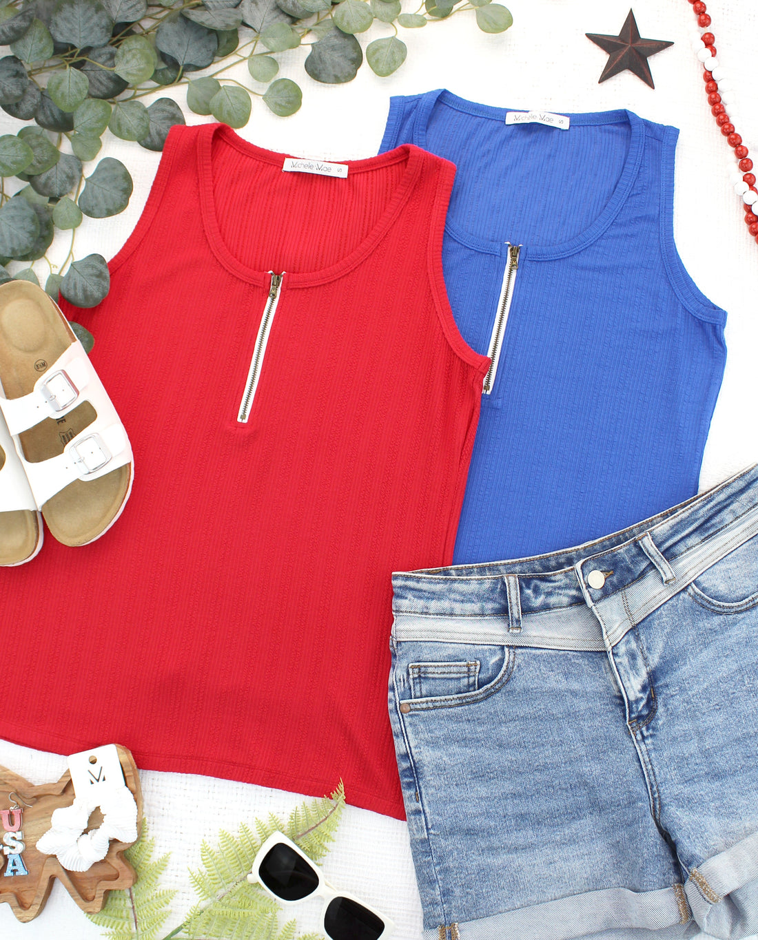 IN STOCK Mila Zipper Tank - Blue