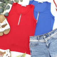 IN STOCK Mila Zipper Tank - Red