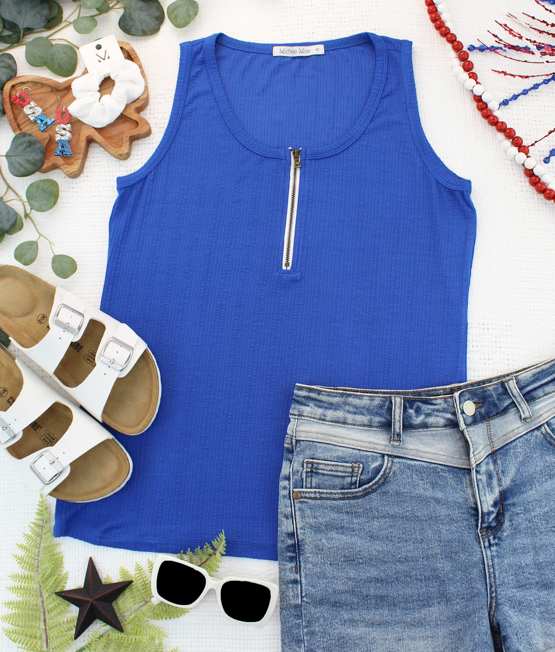 IN STOCK Mila Zipper Tank - Blue