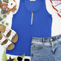 IN STOCK Mila Zipper Tank - Blue