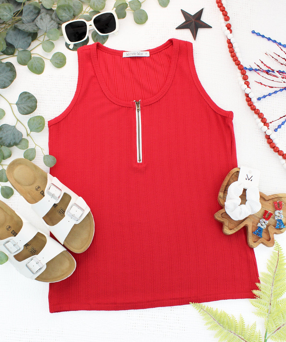 IN STOCK Mila Zipper Tank - Red