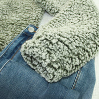 IN STOCK Two Tone Fullzip Sherpa - Olive and White