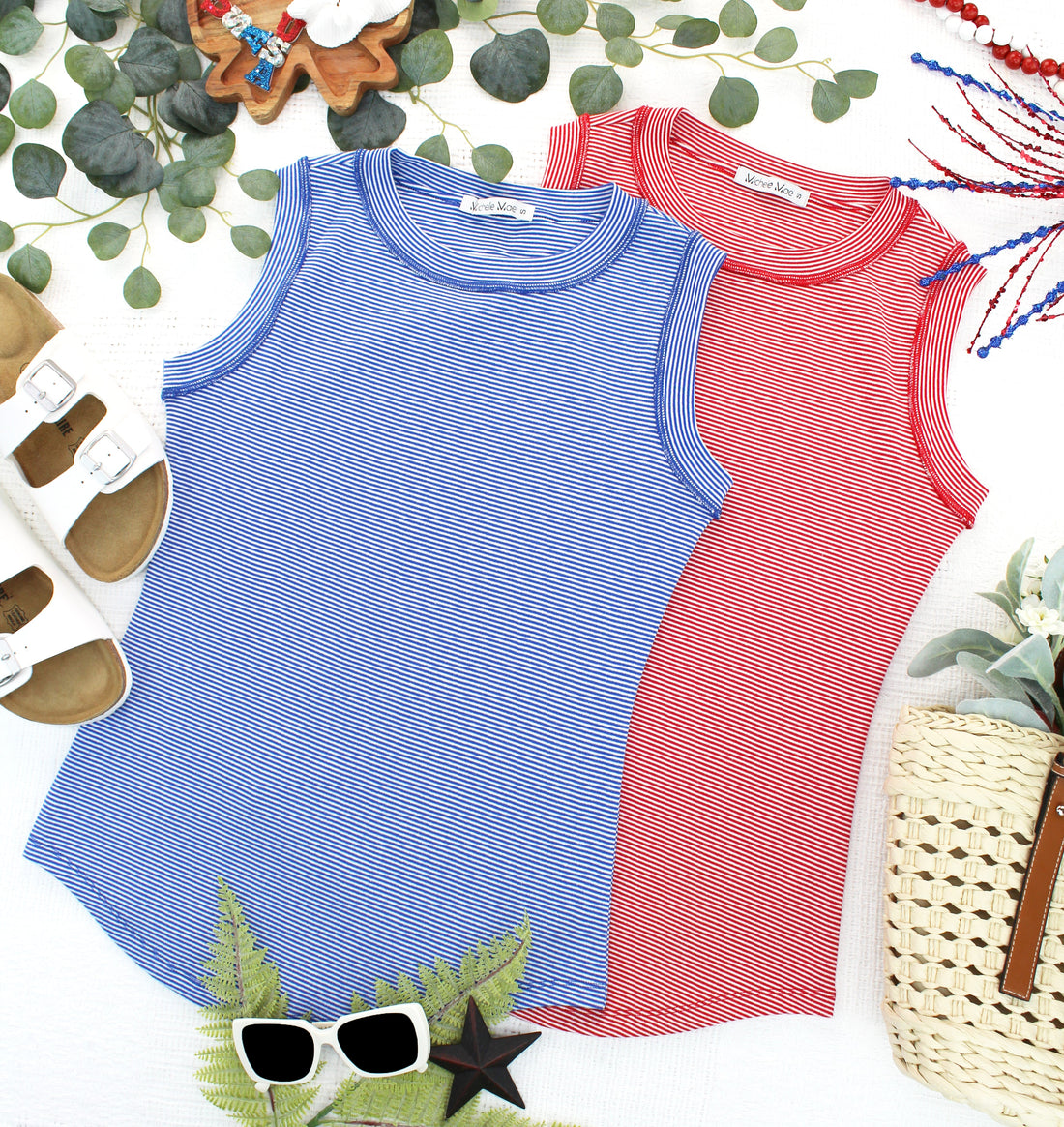 IN STOCK Morgan Micro Striped Tank - Blue