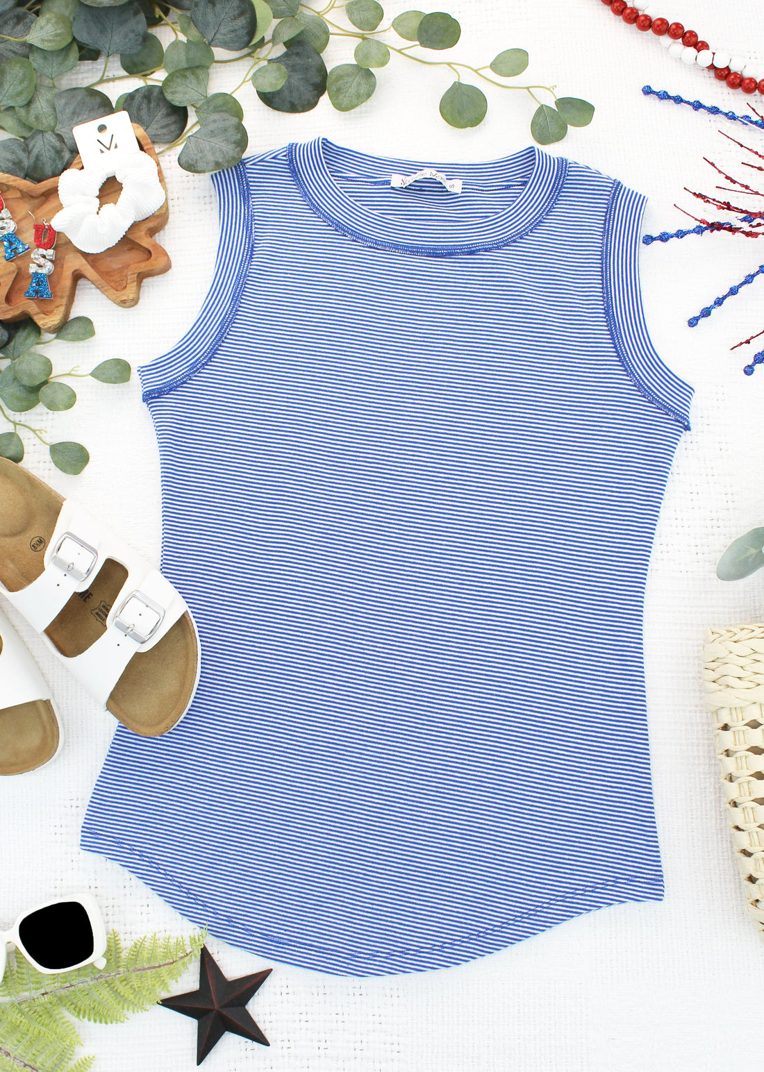 IN STOCK Morgan Micro Striped Tank - Blue