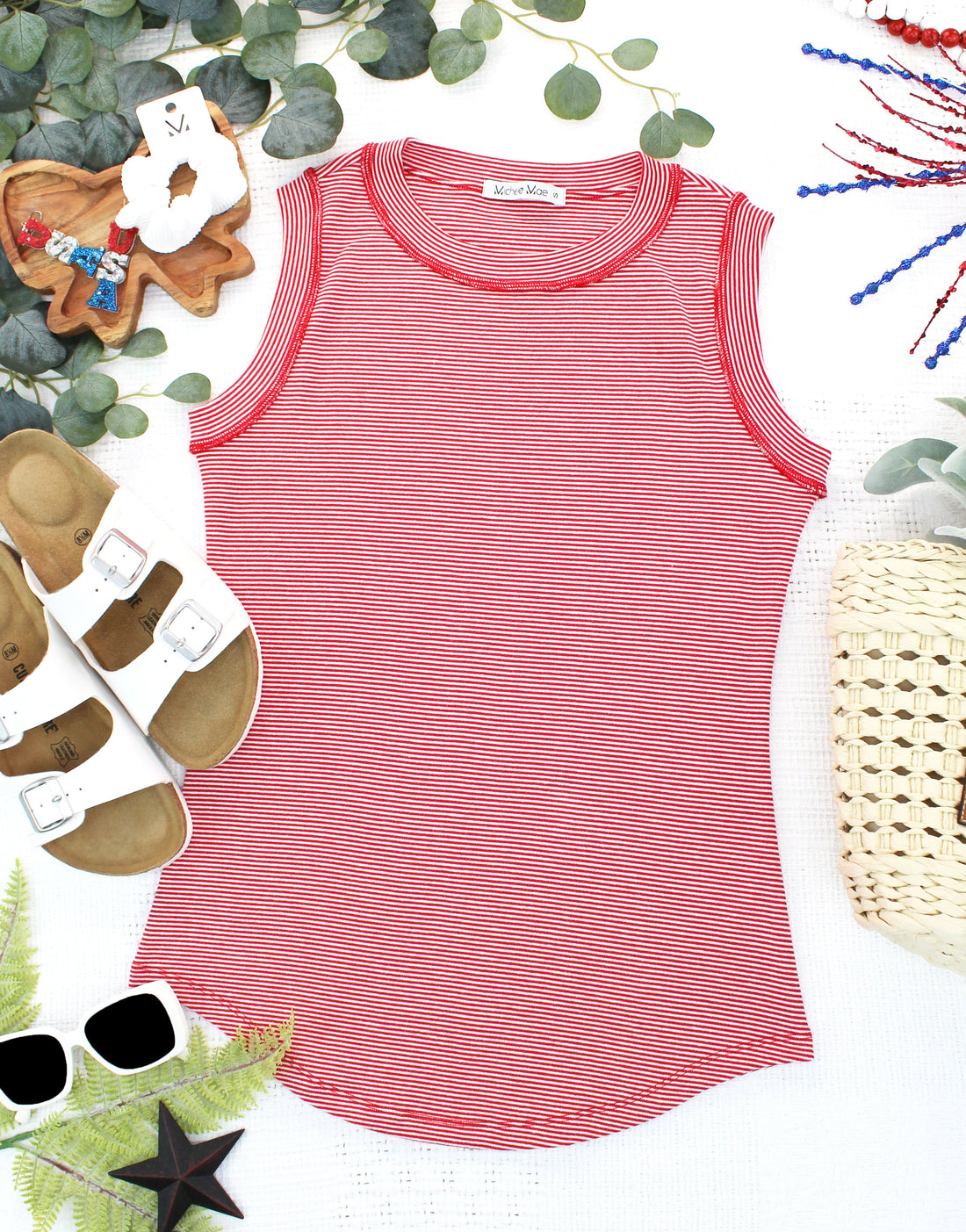 IN STOCK Morgan Micro Striped Tank - Red