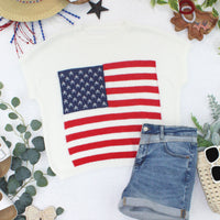 IN STOCK American Flag Open Knit Top FINAL SALE