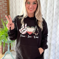 Peace Love Christmas Graphic Hoodie