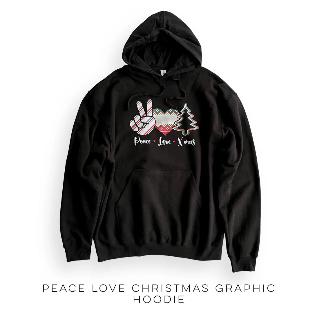 Peace Love Christmas Graphic Hoodie