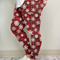 Red Snowflake Plaid Leggings w/ Pockets