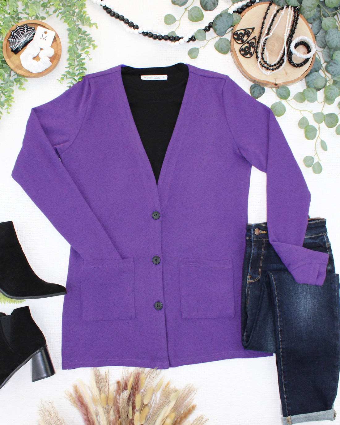 IN STOCK Cori Cardigan - Heathered Purple