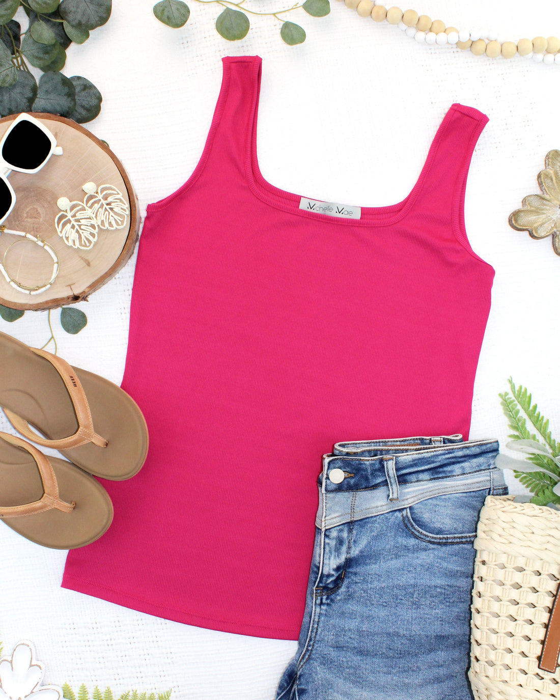 IN STOCK Rachel Ribbed Tank -  Hot Pink FINAL SALE