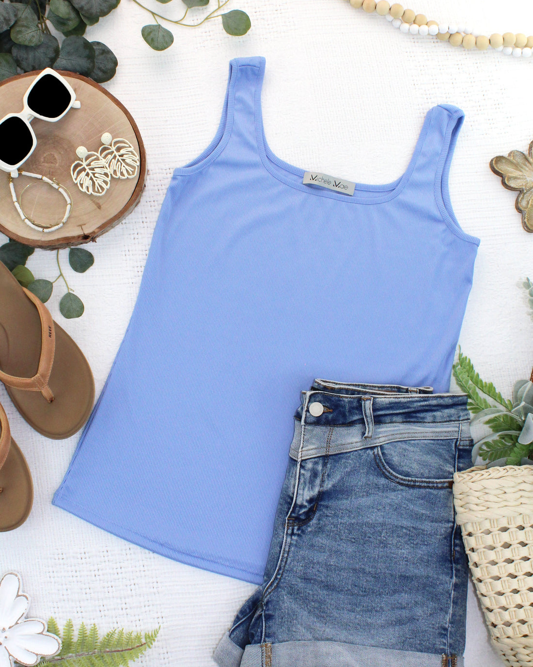 IN STOCK Rachel Ribbed Tank -  Sky Blue