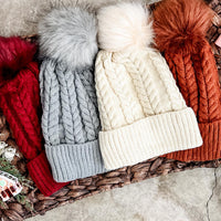 IN STOCK Bella Braid Beanie - Rust  | Women's Knit Hat FINAL SALE