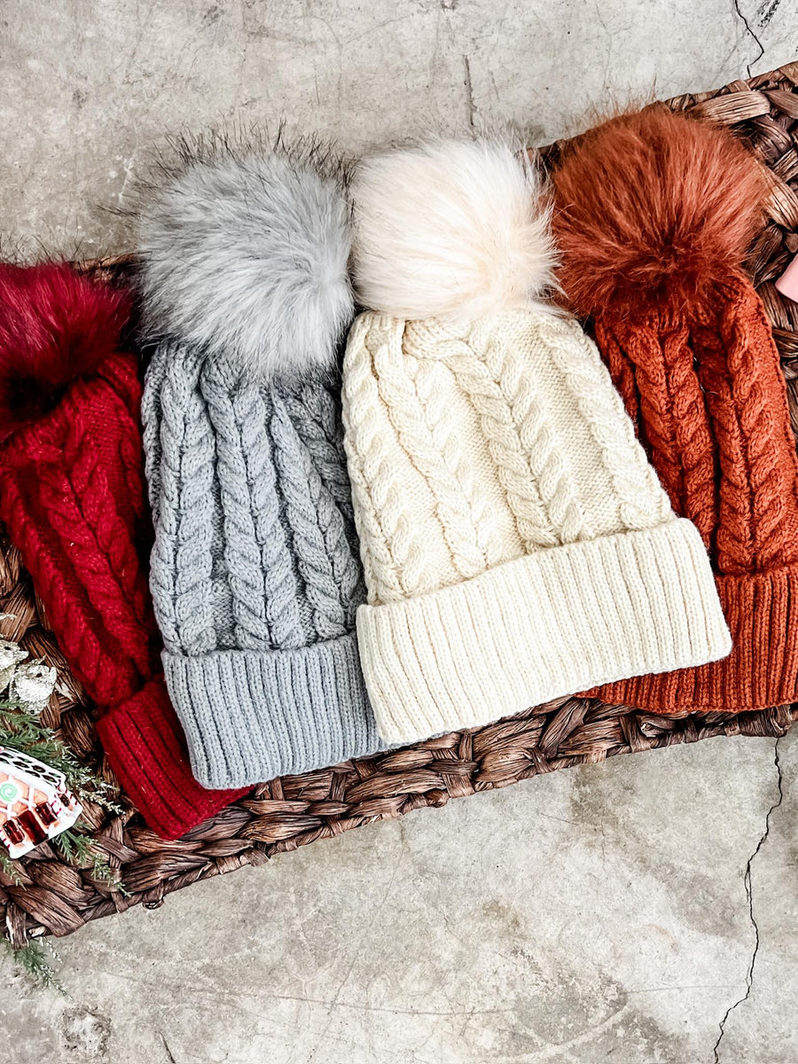 IN STOCK Bella Braid Beanie - Rust  | Women's Knit Hat FINAL SALE