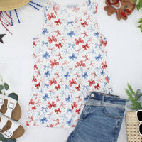 IN STOCK Renee Ruffle Tank Top - American Bows FINAL SALE