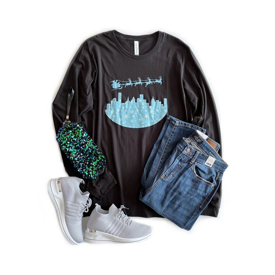 Santa's Sleigh Long Sleeve Graphic Tee