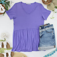 IN STOCK Sarah Ruffle Short Sleeve - Periwinkle Purple FINAL SALE