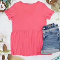 IN STOCK Sarah Ruffle Short Sleeve - Sun Kissed Coral FINAL SALE