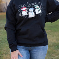 Snowmen Friends Graphic Hoodie in Black