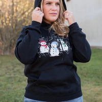 Snowmen Friends Graphic Hoodie in Black