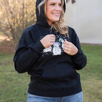 Snowmen Friends Graphic Hoodie in Black