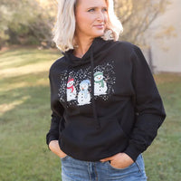 Snowmen Friends Graphic Hoodie in Black