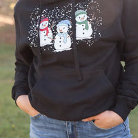 Snowmen Friends Graphic Hoodie in Black