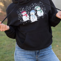 Snowmen Friends Graphic Hoodie in Black