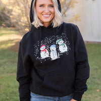 Snowmen Friends Graphic Hoodie in Black