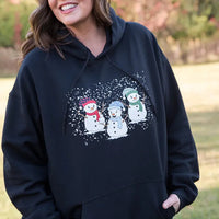 Snowmen Friends Graphic Hoodie in Black