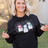 Snowmen Friends Graphic Hoodie in Black