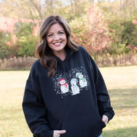 Snowmen Friends Graphic Hoodie in Black