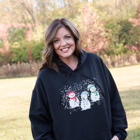 Snowmen Friends Graphic Hoodie in Black