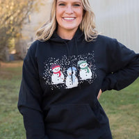 Snowmen Friends Graphic Hoodie in Black