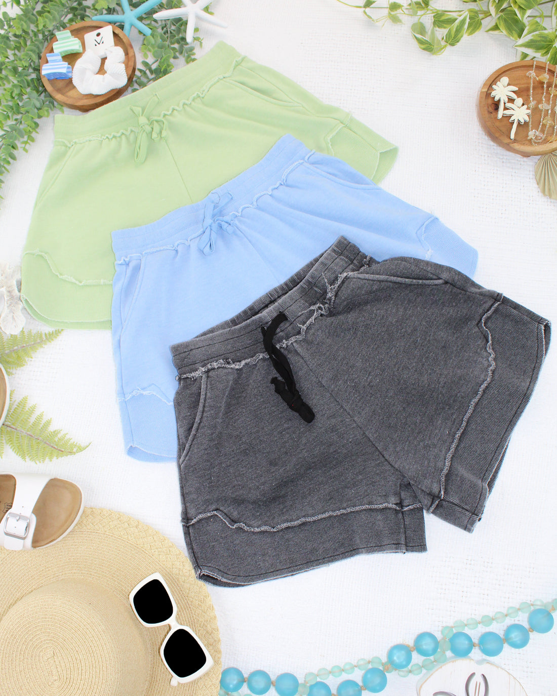 IN STOCK French Terry Stevie Shorts - Spring Leaf FINAL SALE