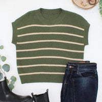 IN STOCK Striped Sweater Top - Olive and Tan