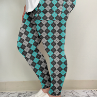 Teal Plaid Leggings w/ Pockets