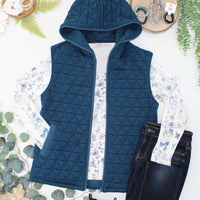 IN STOCK Heather Geometric Hooded Vest - Teal