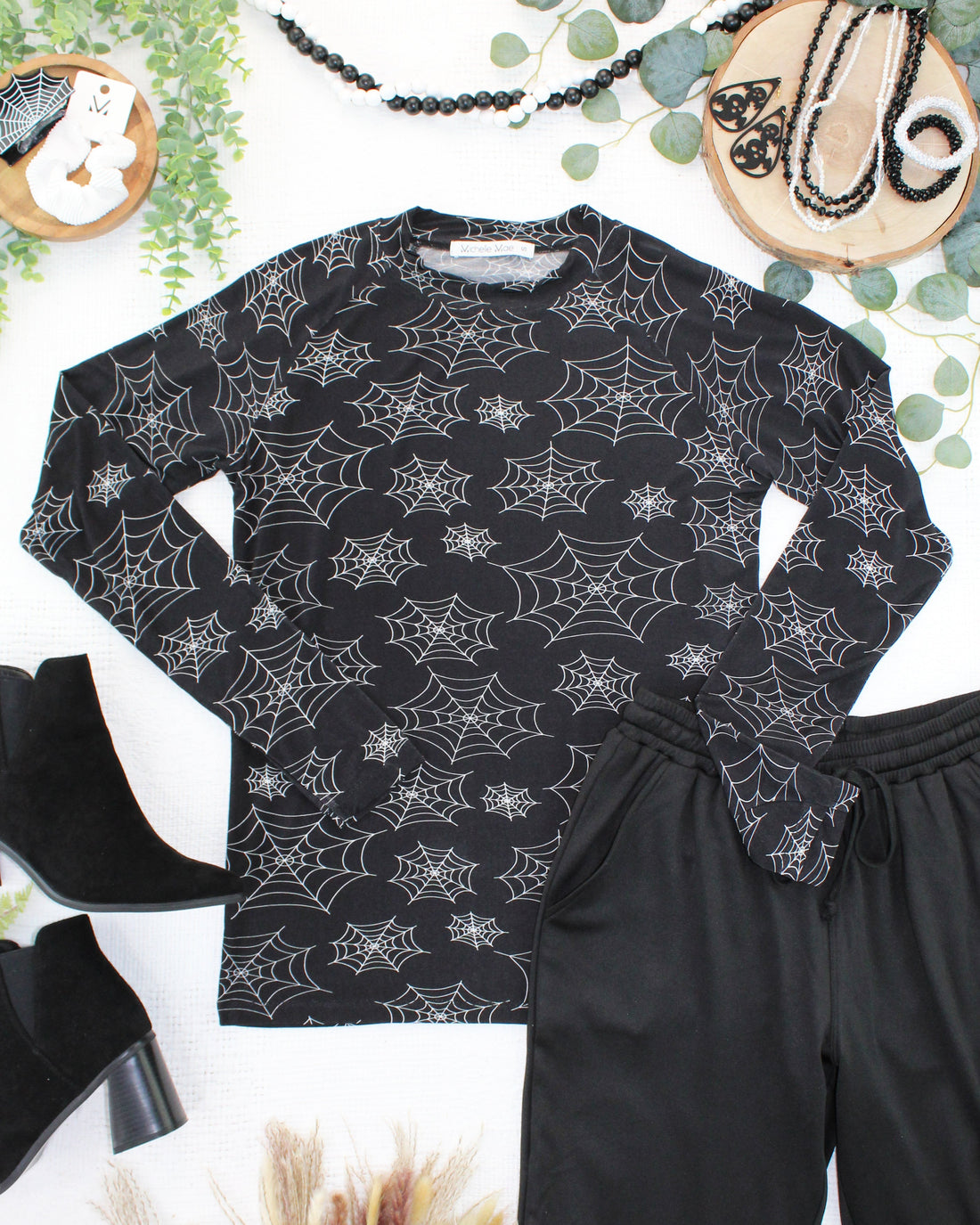 IN STOCK Blair Long Sleeve Top - Midnight Webs
