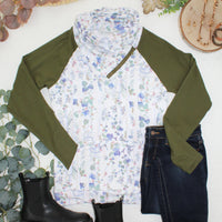 IN STOCK Classic Zoey ZipCowl Sweatshirt - Olive Meadow and Olive