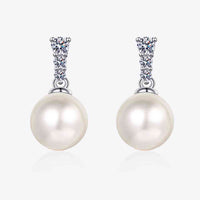 Moissanite Pearl Drop Earrings