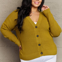 Zenana Kiss Me Tonight Full Size Button Down Cardigan in Chartreuse