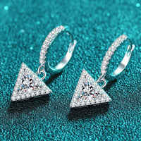 1 Carat Moissanite Triangle Drop Earrings